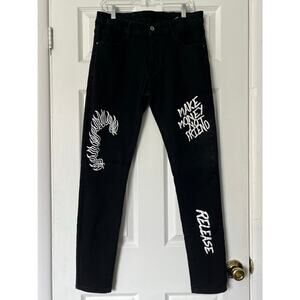 Shein Graffiti Jeans - Size 34